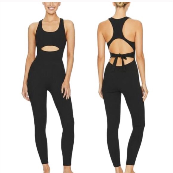 3. NEW Gigi C Krizia Jumpsuit Black Racerback Ribbed Women Size Large NWT - Picture 3 of 4